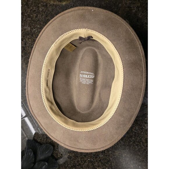VTG Pendleton 100% Virgin Wool Fedora Hat Sz XL Brown USA AB214-70027 Structured - Picture 9 of 14